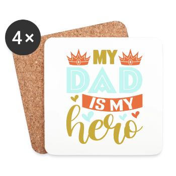 Cadeau de fête des pères de papa - Dessous de verre (lot de 4) - blanc - Devant