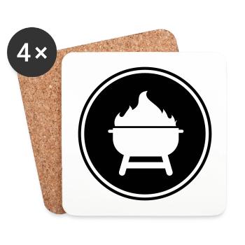 Grill Symbol - Untersetzer (4er-Set) - Weiß - Vorne