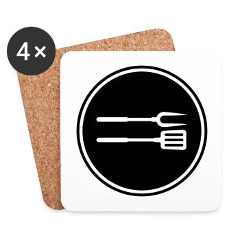 Grillzange Grillen Symbol - Untersetzer (4er-Set) - Weiß - Vorne