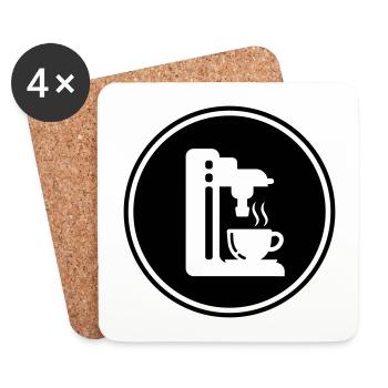 Symbole de machine à café - Dessous de verre (lot de 4) - blanc - Devant
