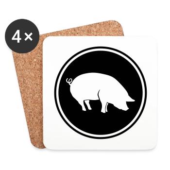 Pig Animal - Coasters (set of 4) - white - Front
