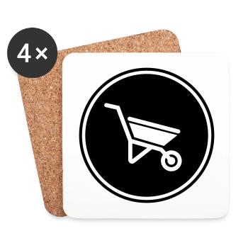 Wheelbarrow symbol - Coasters (set of 4) - white - Front