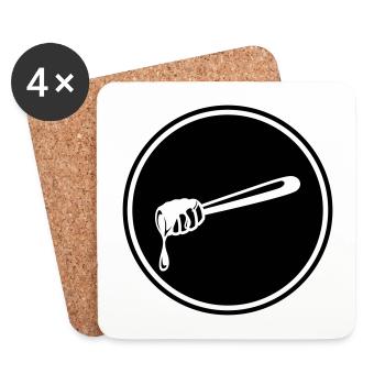 Symbole de ciseau en bâton apiculteur - Dessous de verre (lot de 4) - blanc - Devant