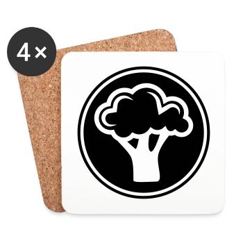 Broccoli Vegetables - Coasters (set of 4) - white - Front
