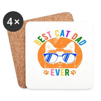 Best cat dad ever best cat dad kitten - Coasters (set of 4) - white - Front