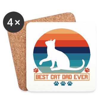 Best cat dad ever best cat dad kitten - Coasters (set of 4) - white - Front