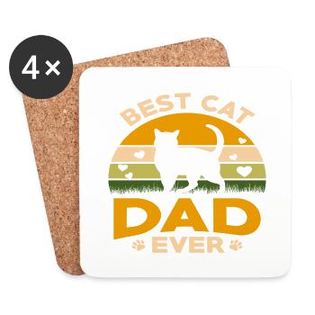 Best cat dad ever best cat dad kitten - Coasters (set of 4) - white - Front