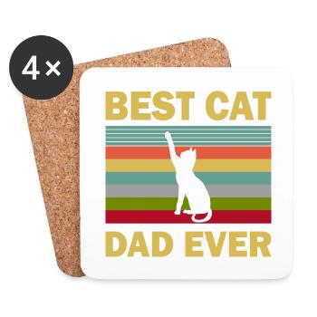 Best cat dad ever best cat dad kitten - Coasters (set of 4) - white - Front