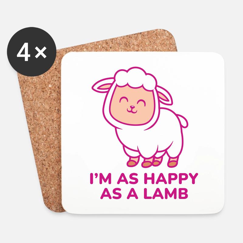 Ich bin so glücklich wie ein Lamm - Untersetzer (4er-Set) - Weiß