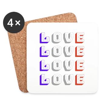 LOVE LOVE LOVE - Dessous de verre (lot de 4) - blanc - Devant