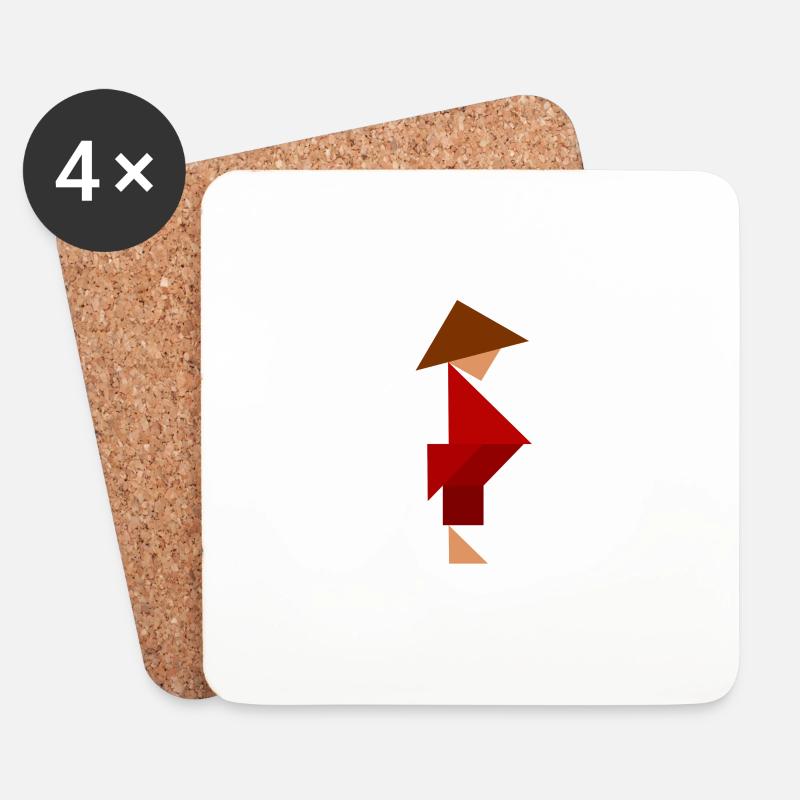 Samouraï - Tangram - Dessous de verre (lot de 4) - blanc