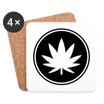 Hanf Blatt Icon - Untersetzer (4er-Set) - Weiß - Vorne