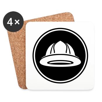 Casque de pompier - Dessous de verre (lot de 4) - blanc - Devant