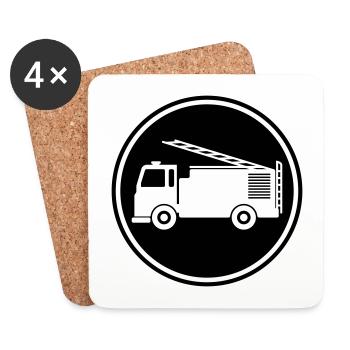 Fire engine - Coasters (set of 4) - white - Front