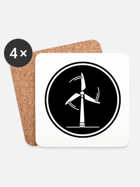 Energie Windrad - Untersetzer (4er-Set) - Weiß