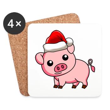 Pig Comic Christmas - Coasters (set of 4) - white - Front