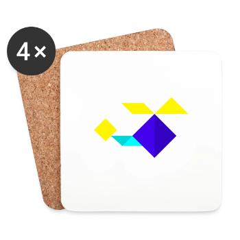 Helikopter - Tangram - Untersetzer (4er-Set) - Weiß - Vorne
