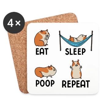 Nagetier Meerschwein Meerschweinchen - Untersetzer (4er-Set) - Weiß - Vorne