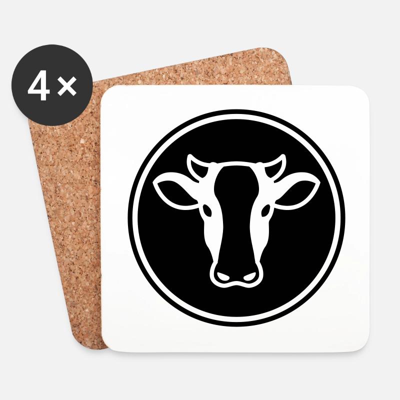 Tête de vache - Dessous de verre (lot de 4) - blanc