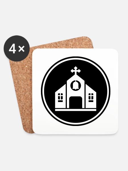 Kirche glaube - Untersetzer (4er-Set) - Weiß