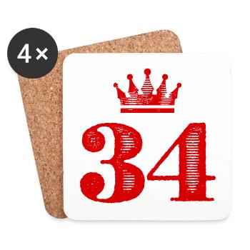 34 Nombre Couronne - Dessous de verre (lot de 4) - blanc - Devant