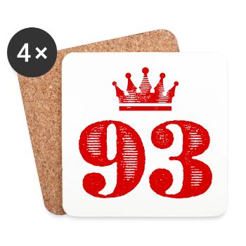 93 Couronne numérique - Dessous de verre (lot de 4) - blanc - Devant