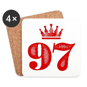 97 Couronne numérique - Dessous de verre (lot de 4) - blanc - Devant