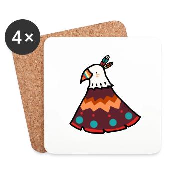 Indianer Vogel - Untersetzer (4er-Set) - Weiß - Vorne