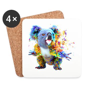 Koala in explosion of colour - Coasters (set of 4) - white - Front