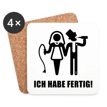 Ich Habe Fertig! (JGA / Peitsche / Bier / Black) - Untersetzer (4er-Set) - Weiß - Vorne