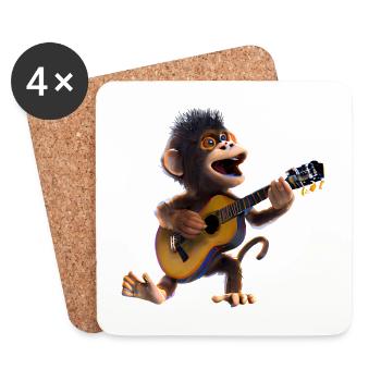 Affe Gitarrist - Untersetzer (4er-Set) - Weiß - Vorne