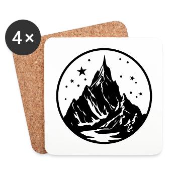 Mountains Silhouette Nature Symbol - Coasters (set of 4) - white - Front