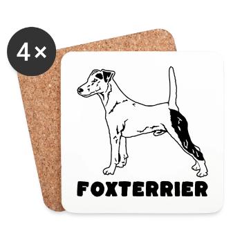 Foxterrier stehend mit Text - Untersetzer (4er-Set) - Weiß - Vorne