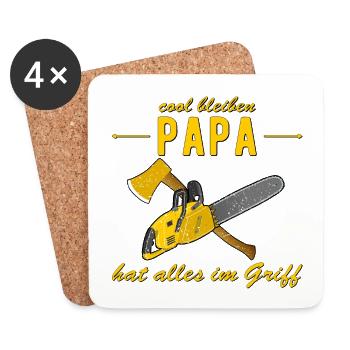 Papa hat alles im Griff - Kettensäge - Vatertag - Untersetzer (4er-Set) - Weiß - Vorne