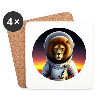 Astronaut Löwe im Sonnenuntergang - Untersetzer (4er-Set) - Weiß - Vorne