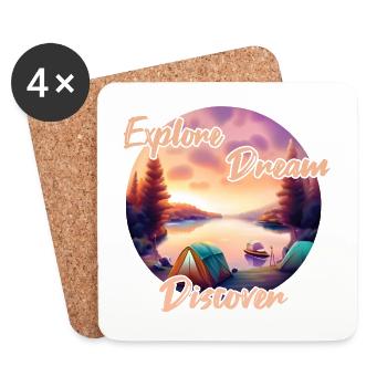 Camping Abenteuer Explore Dream Discover - Untersetzer (4er-Set) - Weiß - Vorne