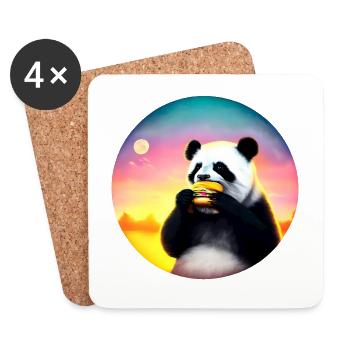 Panda at Cheeseburger Sunset - Coasters (set of 4) - white - Front