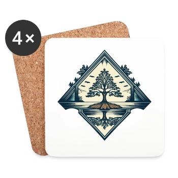 Tree aesthetically pleasing in diamond - Coasters (set of 4) - white - Front