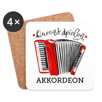 Queens spielen Akkordeon - Untersetzer (4er-Set) - Weiß - Vorne