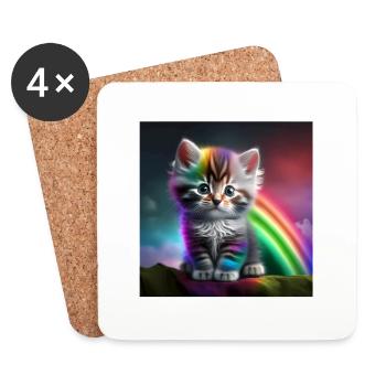 Baby-Kätzchen fotorealistisch dargestellt Rainbow - Untersetzer (4er-Set) - Weiß - Vorne