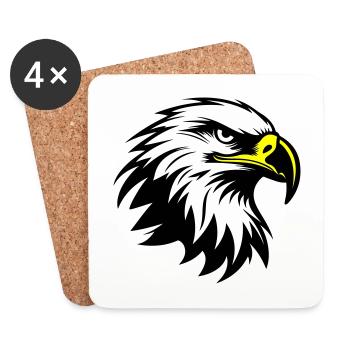 Adler Kopf Silhouette - Untersetzer (4er-Set) - Weiß - Vorne