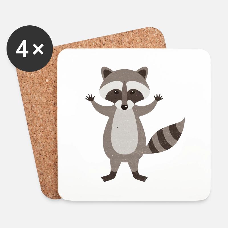 Waschbär - Untersetzer (4er-Set) - Weiß