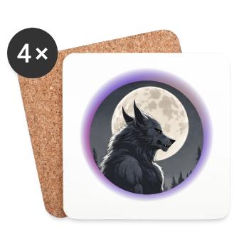 Le loup-garou aime la lune - Dessous de verre (lot de 4) - blanc - Devant