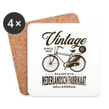 Vintage HollandRad Niederlande Fahrrad - DieAlpDes - Untersetzer (4er-Set) - Weiß - Vorne