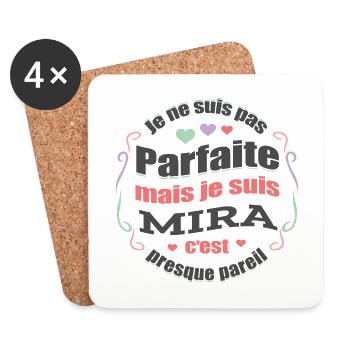 MIRA PARFAITE - PRENOM MIRA - Dessous de verre (lot de 4) - blanc - Devant