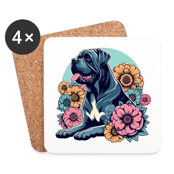 Cane Corso Retro Pastel Fleurs - Dessous de verre (lot de 4) - blanc - Devant
