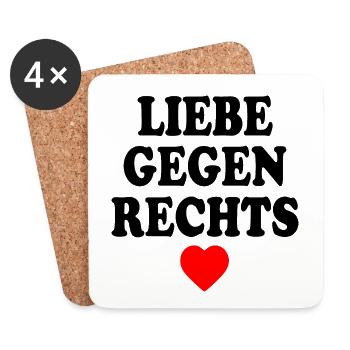 Liebe gegen rechts - Untersetzer (4er-Set) - Weiß - Vorne