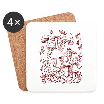 Fungi - Coasters (set of 4) - white - Front