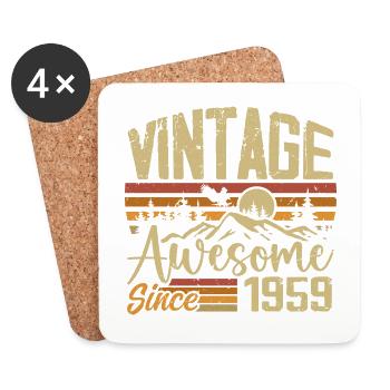 Vintage 1959 Rétro Cadeau D’anniversaire 1959 - Dessous de verre (lot de 4) - blanc - Devant