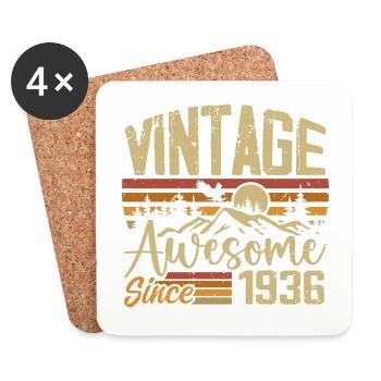 Vintage 1936 Rétro Cadeau D’anniversaire 1936 - Dessous de verre (lot de 4) - blanc - Devant